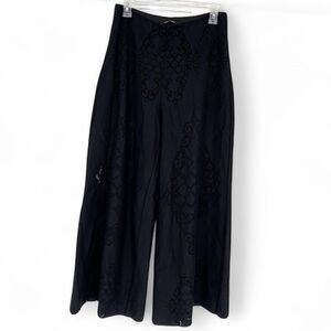 Kobi Halperin Black Eyelet Wide‎ Leg Lined Black Pants